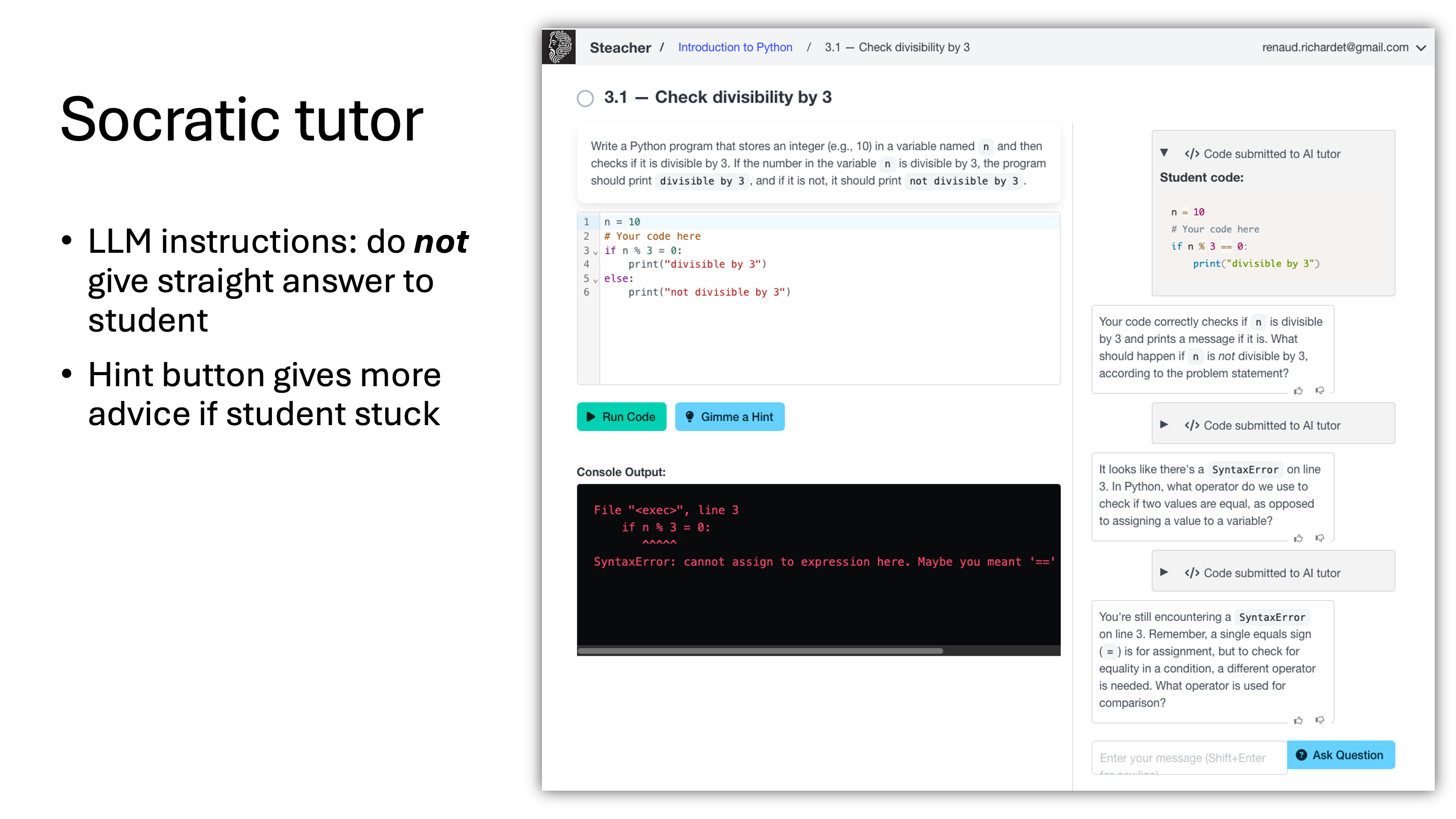 Socratic tutor